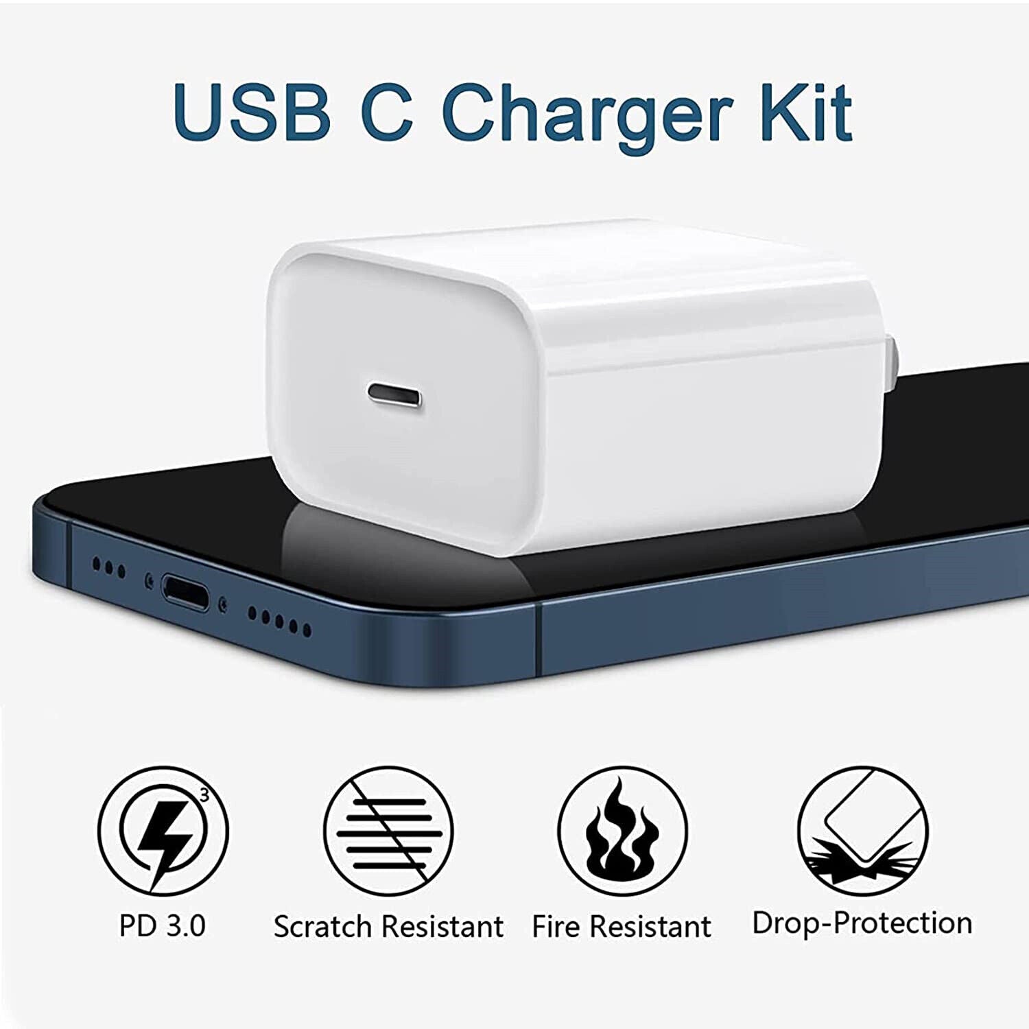 Original USB-C Fast Charger for Iphone 14 13 12 11 Pro Max XS XR 8 Type C Cable