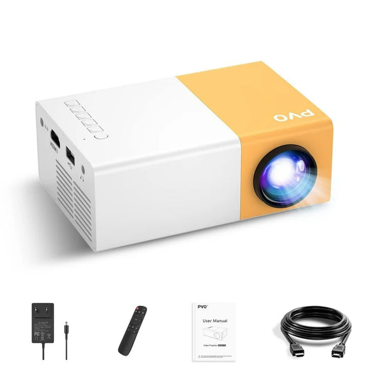 Mini Projector, Portable Projector for Cartoon, Kids Gift, Outdoor Movie Projector, LED Pico Video Projector for Home Theater Movie Projector with HD USB Interfaces and Remote Control