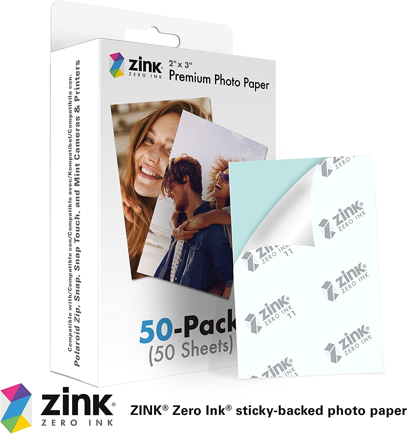 2"X3" Premium Instant Photo Paper (50 Pack) Compatible with Polaroid Snap, Snap Touch, Zip and Mint Cameras and Printers