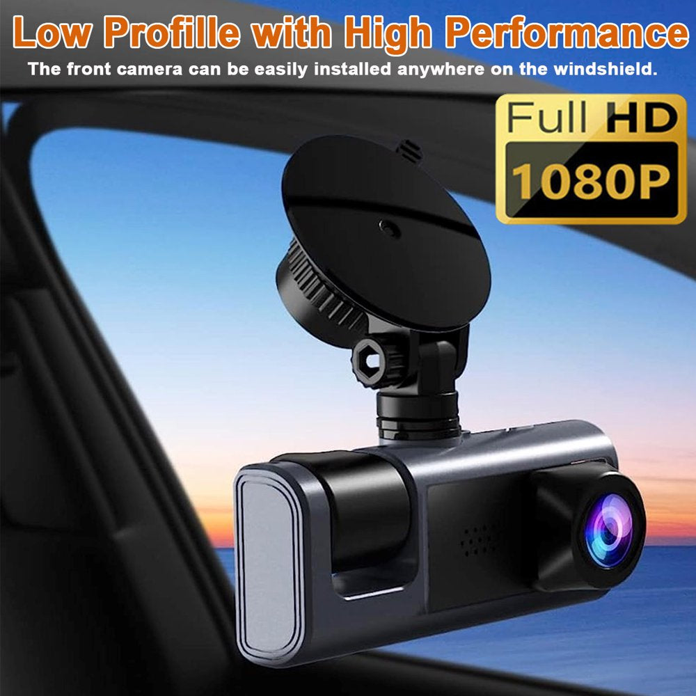Dash Cam, 3 Channel Dash Cam Front and Rear Inside,1080P Full HD 170 Deg Wide Angle Dashboard Camera, Night Vision, WDR, Accident Lock, Loop Recording, Parking Monitor
