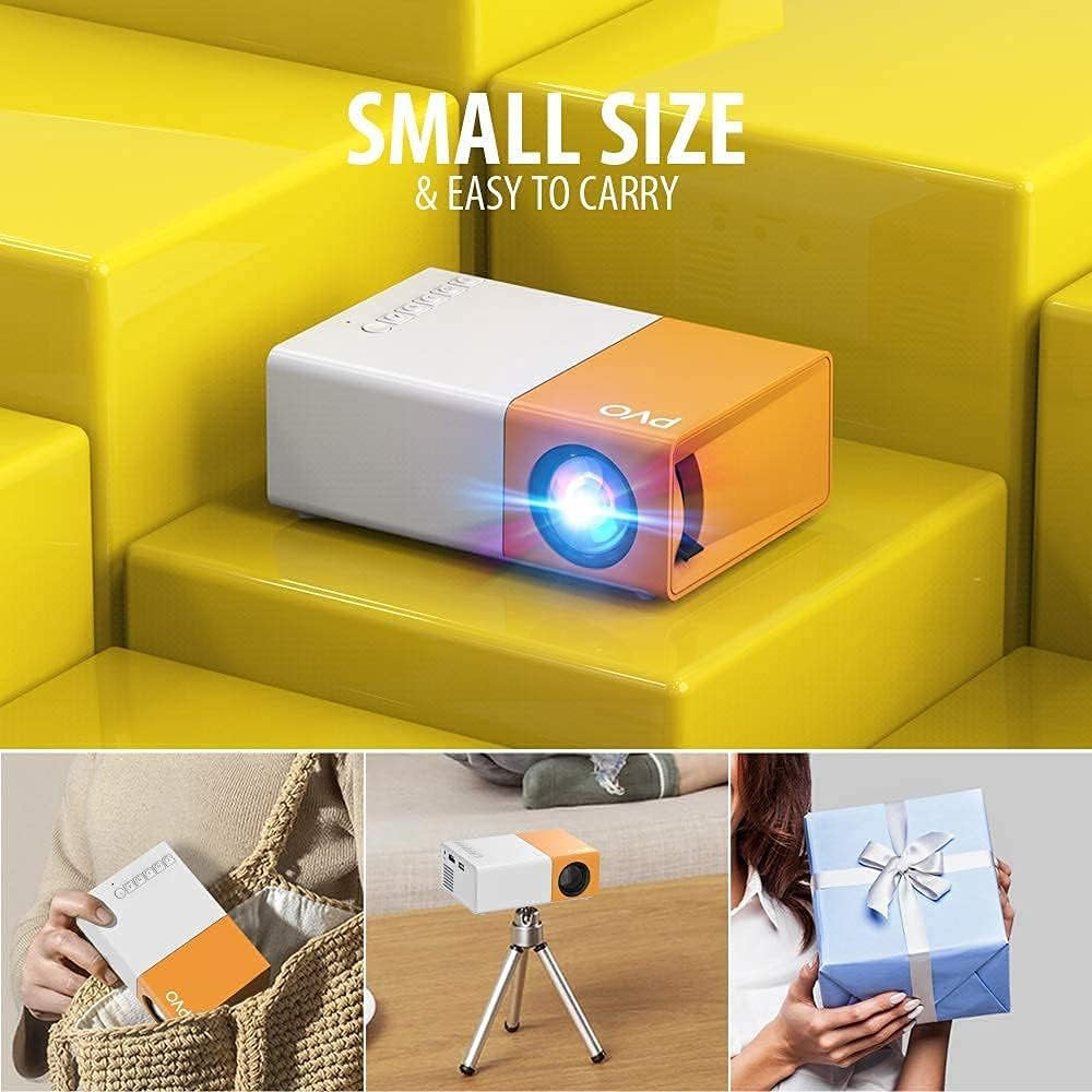 Mini Projector, Portable Projector for Cartoon, Kids Gift, Outdoor Movie Projector, LED Pico Video Projector for Home Theater Movie Projector with HD USB Interfaces and Remote Control